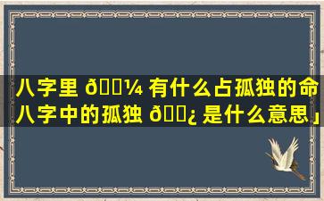 八字里 🌼 有什么占孤独的命「八字中的孤独 🌿 是什么意思」